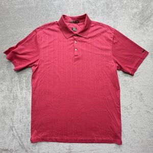 Tiger Woods‎ Polo Shirt Mens XL Red Nike Fit Dry Striped Dr Pepper
